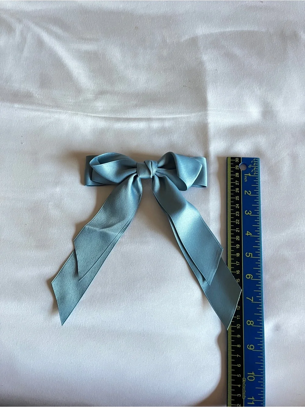 Light Blue Satin Ribbon Hair Bow Clip Barrette Large 6